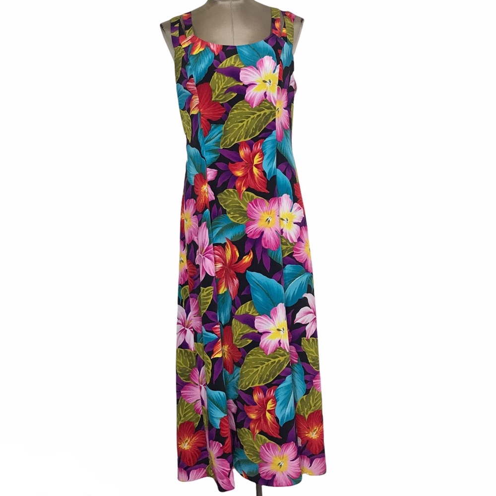 Vintage 90’s Hawaiian Floral Sleeveless Long Dress